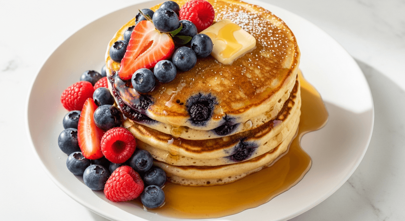 Blueberry American Stack with Lemon Butter