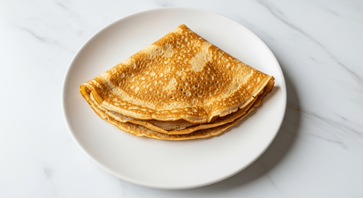 Christmas Spiced Pancakes — classic british pancake recipe served on a plate, photographed from above
