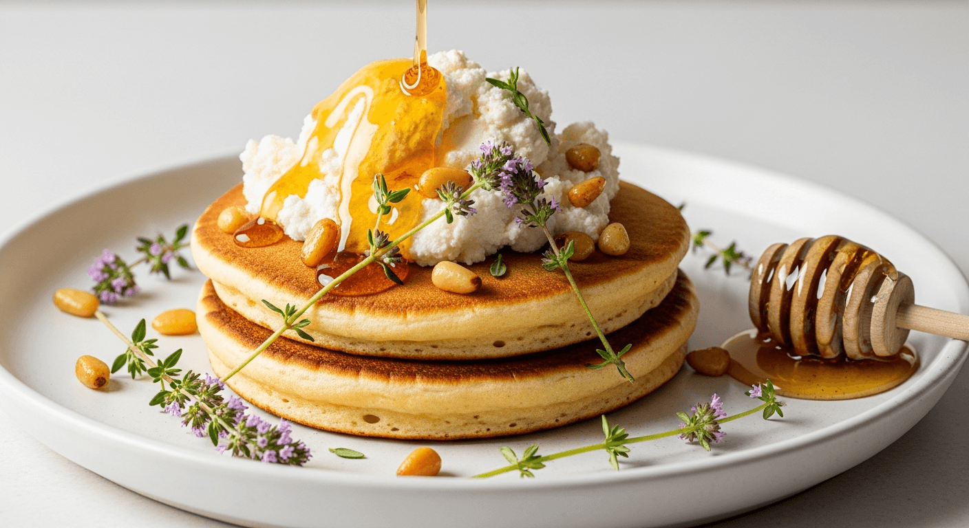 Ricotta, Honey, Pine Nut and Thyme Pancakes